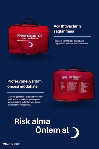 Deprem Afet Çantası Acil Durum ilk Yardım Kiti Seti (33 Parça)