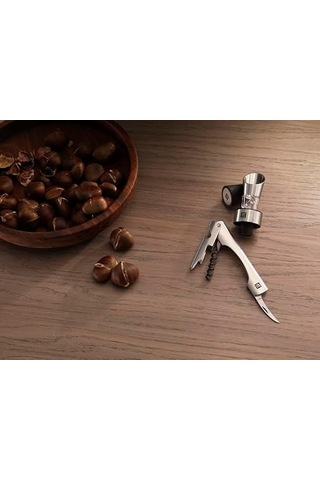 Sommelier Tirbuşon Seti, 2 Parça, Paslanmaz Çelik, Metalik Gri