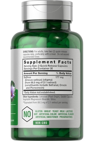 Horbäach Saffron Extract Caps 177 Mg 60 Pills For Women And Men