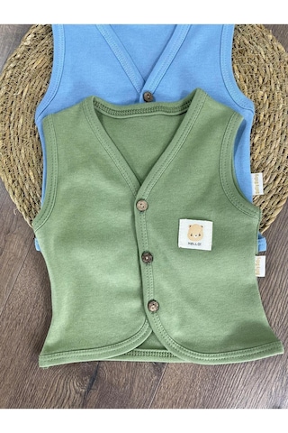 Bebicix 3'lü Yelek Seti %100 Organik Pamuk Mevsimlik Unisex Yesil