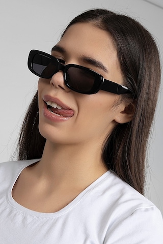 Siyah Chunky Frame Dikdörtgen Kadın Güneş Gözlüğü