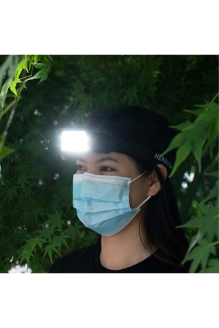 2 Selektör 4 Aydınlatma Oynar Başlı 50 Led Sarı + Beyaz Işık Kafa Lambası 6 Mod Kafa Feneri Siyah