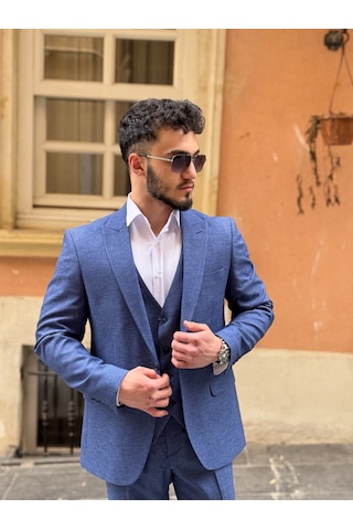 Dupont Classics Dupont Erkek Slim Fit 6 Drop Çift Yırtmaç Yelekli Takım Elbise Parlement