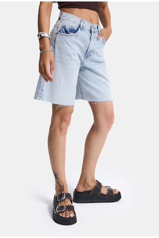 Itsbasic Kadın Ice 4s6-3 Midi Boy %100 Koton Relax Fit Denim Şort Ice Rengi