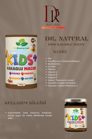 Dr. Natural Kakao Arı Sütü Propolis Pekmez ve Vitamin Çocuk Macunu 240 G