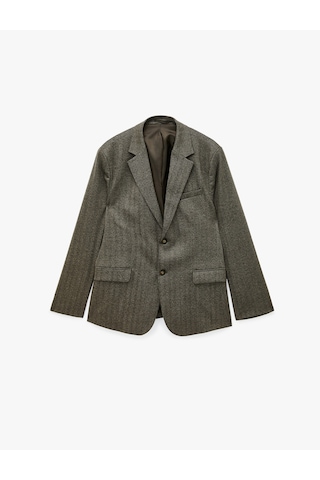 Koton Uzun Kollu Viskon Karışımlı Cepli Düğmeli Mono Yaka Blazer Ceket Kahverengi 7wam50012hw Kahve