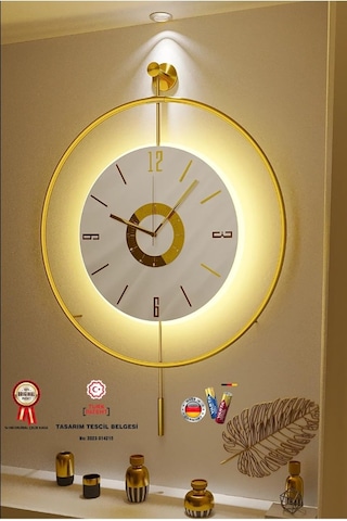 Metaquartz Aksesuar 50 Cm Çap - Timelles Kadran - 3 Pil Dahil Ultra Sessiz Quartz Mekanizmalı Metal Ledli Duvar Saat Çok Renkli
