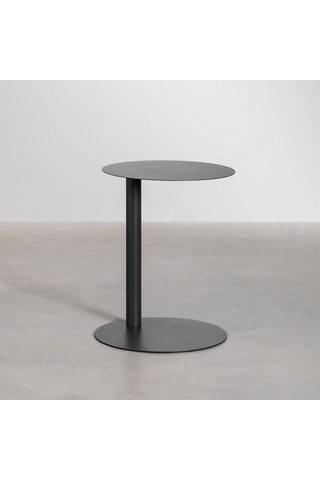 Paledin Design Magna Yan Sehpa Modern Yuvarlak Çelik Koltuk Yanı Sehpası Granit Grisi 40x40x50 Cm Antrasit