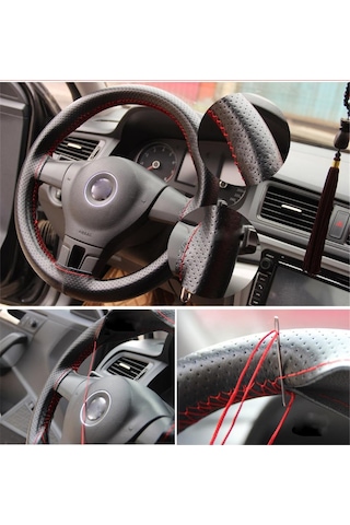 Direksiyon Kılıfı Deri Dikişli Noktalı Düz Dikmeli Direksiyon Kılıfı