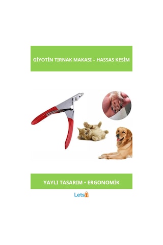 Giyotin Tırnak Makası Keskin Paslanmaz Çelik Ergonomik Evcil Hayvan Tırnak Kesme Aleti
