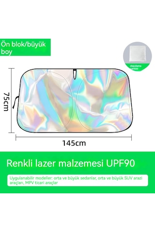 Araç Ön Cam Güneşliği-ön Bölme - Renkli 145 75cm