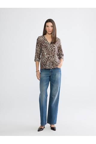 Lcw Everyday Bej Kaçık Yaka Leopar Desenli Bluz