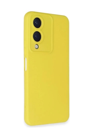 Jenerik Vivo Y17s Kılıf Nano İçi Kadife Silikon - Sarı