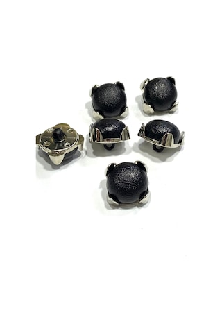 Siyah İtalyan Gümüş Çerçeveli / Mont Ve Hırka Düğmesi / 2,3 Cm / Bmb01