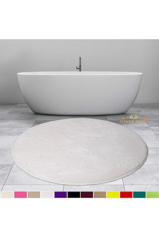 Bonny Home Elite Beyaz 100x100 Cm Yuvarlak Peluş Banyo Paspası Ka Beyaz