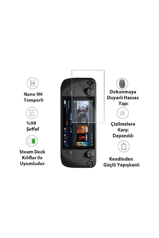 Steam Deck Oyun Konsolu 9h Nano Uyumlu Temperli Cam Ekran Koruyucu-2 Adet