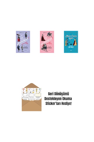 Üç Silahşörler 5 - Demir Maskeli Adam Ciltli + Üç Silahşörler 3 - Bragelonne Vikontu Ciltli + Monte Cristo Kontu + Okuma Sticker'ları