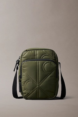 Erkek Kapitone Desenli Fermuarlı Cepli Çapraz Vücut Çanta - Haki Thyme