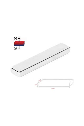 50x10x5 Mm Neodyum Mıknatıs, Çok Güçlü Ndfeb Mıknatıs Boy: 50 Mm, En: 10 Mm, Kalınlık: 5 Mm - 4 Adet