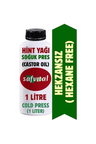 Safvital %100 Saf Katkısız Hint Yağı 1 Litre Castor Oil Hexan Free Heksansız Soğuk Pres Kalite 1 L