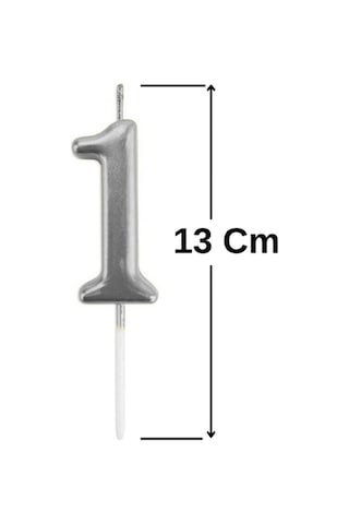 8 Gümüş Mum 13 Cm Büyük Boy Rakam Doğum Günü Pasta Süsleme Gümüş