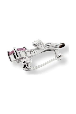 Oya Silver Minimal Pembe Kuvars Taşlı Gümüş Çiçek Broş 1.5x2.4 Cm Oya-bz667