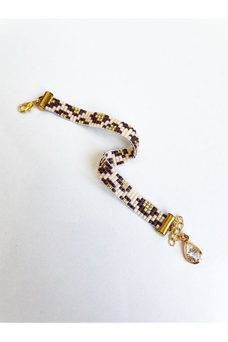 Nevoaccessory Krem Leopar Desenli Miyuki Bileklik Krem