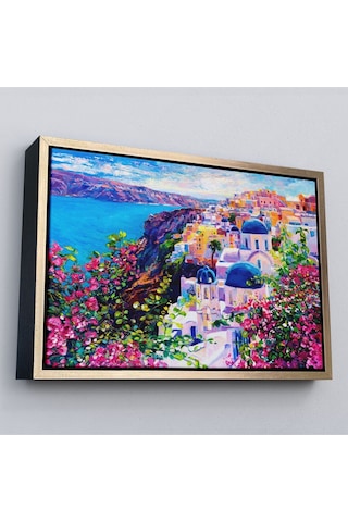 Çerçeveli Santorini Yunanistan Güzel Bir Kızın Kavramsal Soyut Resmi-3754