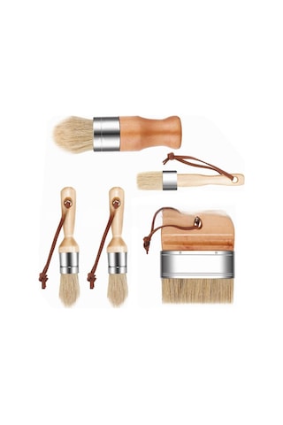 Youtek Mobilya Boyama Ve Mürekkepleme İçin 1 İnç Domuz Tüy Fırça Seti - 5 Parça Kaliteli Wax Brush Chalk Paint Uygulaması