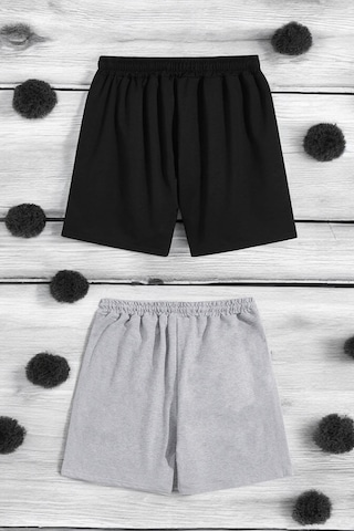 2'li Paket Unisex Pamuklu Rahat Penye Şort Siyah