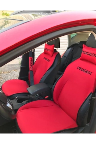 Peugeot Nakışlı Ön İkili Oto Koltuk Minderi 2 Adet Boyun Yastığı
