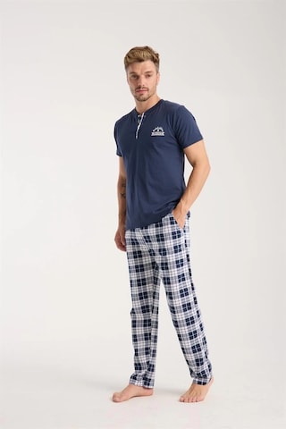 Lenaca Erkek Lacivert Düğmeli Yaka Kısa Kol Pijama Takımı Lacivert