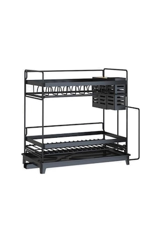 Paslanmaz Çelik Mutfak Raf Kurutma Yemekleri İçin Lavabo Rafları Yemekler İçin Mutfak Eşyaları İçin Drenaj Raf Lavabo Rafı İçin Depolama Rafı Duvara Monte Mutfak Rafları Siyah 19 x 7 CM