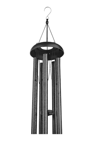 Yaozixa Garten Windglocke Aus Metall - 5 Schwarze Aluminiumröhren, Handgestimmt, 36 Zoll Lang, Kreatives Retro-design