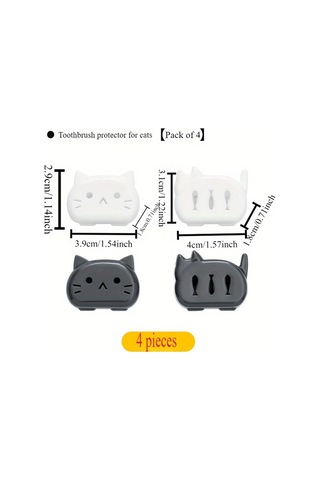 Willowhaven 4'lü Diş Fırçası Başlığı Kılıfı: Sevimli Kedi Şeklinde, Seyahat Ve Hijyen Kılıfı