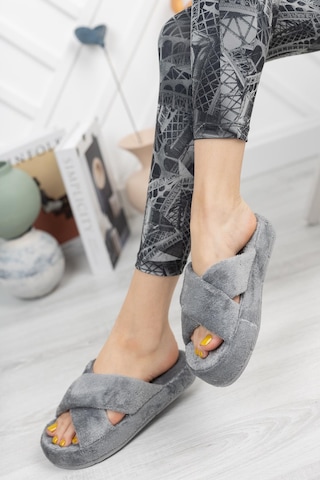 Modafrato Smt-02 Çapraz Kadın Ev Terliği Kışlık Yünlü Terlik