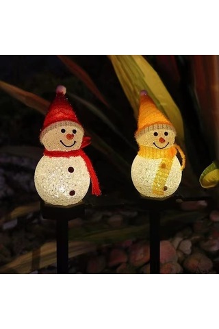 Dancemonkey Güneş Enerjili Snowman Lambalar, Noel Bahçe Dekoru, Dış Mekan Çim Yolu Aydınlatma Pembe