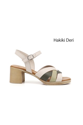 Gönderi(R) Gönderi R Kadın Bej Antik Kalın Topuklu Hakiki Deri Sandalet Dyza70945414