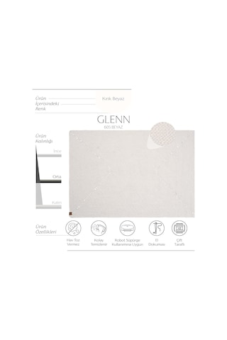 Cool Halı Glenn 605 Beyaz Banyo Halısı Antre Halısı Hasır Dokulu Kilim Banyo Paspası Dekoratif Mutfak Halısı Genel