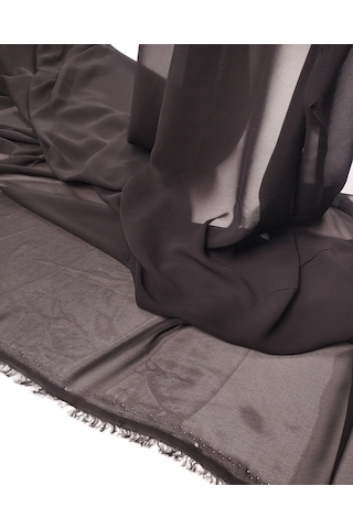 Siyah Şifon Kumaş İnce Hafif Dökümlü Abiyelik & Bluzluk En: 140cm-12124