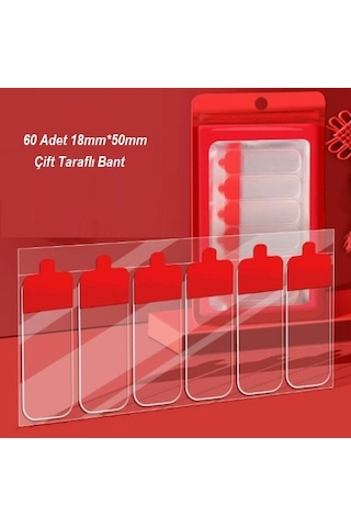 60 Parça Kolay Açılır Güçlü Çift Taraflı Bant 18mm 50mm 5545 1 Adet
