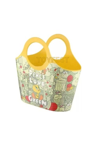 Toyfest Çok Amaçlı Sarı Çocuk Günlük & Plaj Çantası - Peace Love Green Tweety Model - 5 Lt