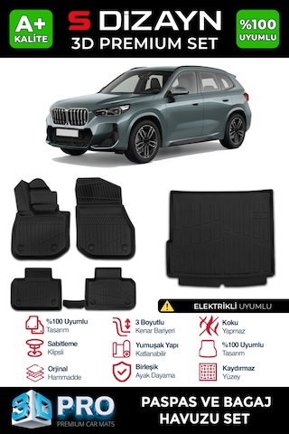 S-dizayn Bmw Ix1 3d Pro Havuzlu Paspas Ve Bagaj Havuzu Seti 2'li Set 2024 Üzeri A+ Kalite