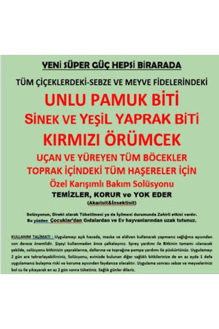 Çiçekler İçin Haşere İlacı Pamuk Biti,yaprak Biti,kırmızı Örümck