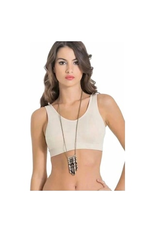 İkikareshop Kadın Gri Kalın Askılı Çıkarılabilir Pedli Örme Seamless Dikişsiz Basic Büstiyer Çok Renkli