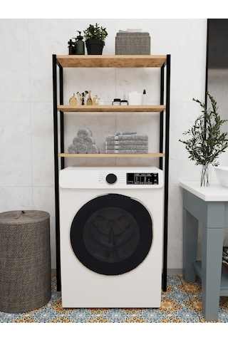 Çamaşır Makinesi Üstü Düzenleyici Raf Banyo Dolabı Raf Kahverengi