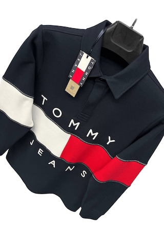 Tommy Jeans Yarım Fermuarlı Dik Yaka Sweatshirt Siyah