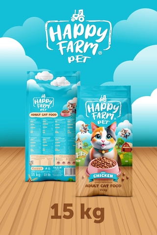 Happy Farm Yetişkin Kedi Maması Tavuk Etli 15 Kg