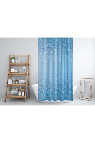 Zethome Jackline Banyo Duş Perdesi 6303 Tek Kanat 1X120X200 Mavi