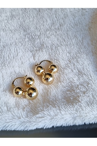 Özel Kaplama Gold 3 Lü Top Küpe Altın